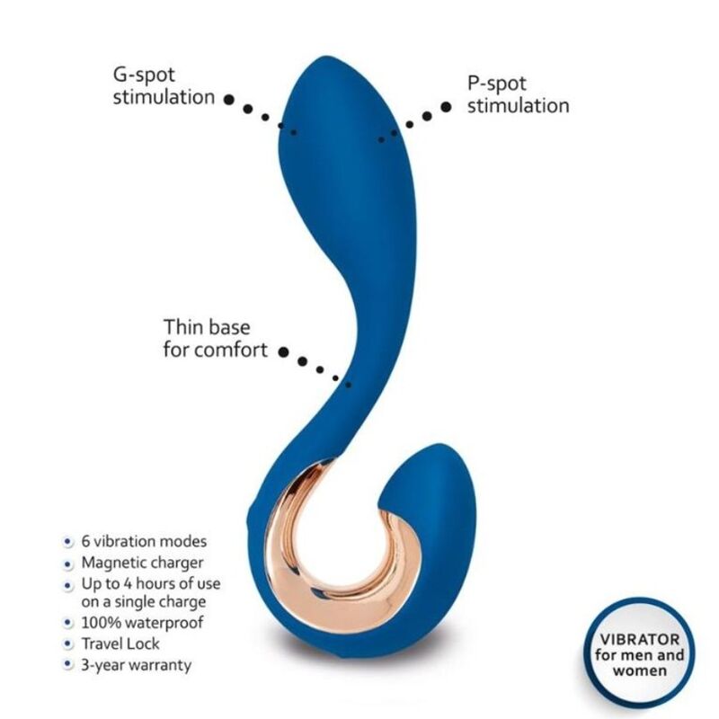 G-VIBE GPOP 2 Azul Índigo – Vibrador Ergonómico Para Placer Compartido