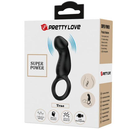 Comprar PRETTY LOVE Anillo Vibrador Con Estimulador Negro – Diseño Discreto Para Placer Versátil-Noxtic
