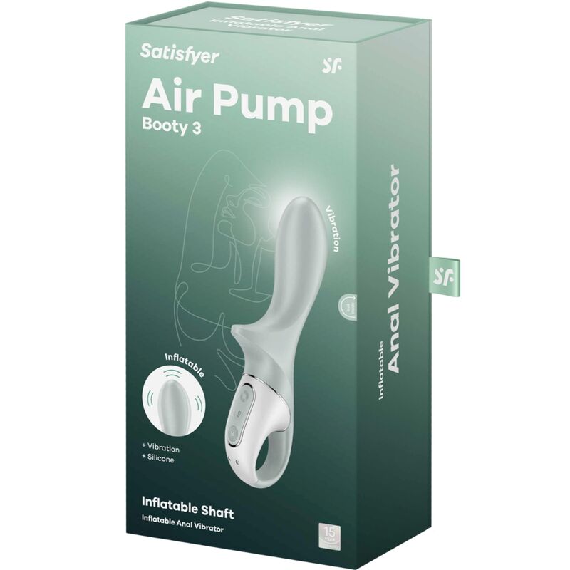SATISFYER - AIR PUMP BOOTY 3 INFLATABLE ANAL VIBRATOR GREEN GREY