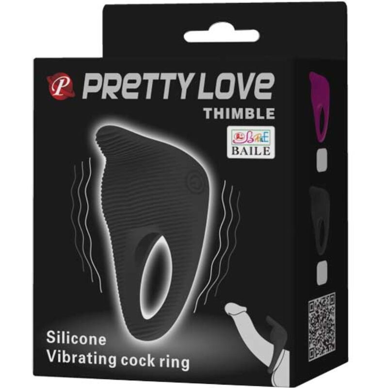 Comprar Pretty Love Thimble Negro – Anillo Vibrador De Silicona Con Fácil Uso-Noxtic