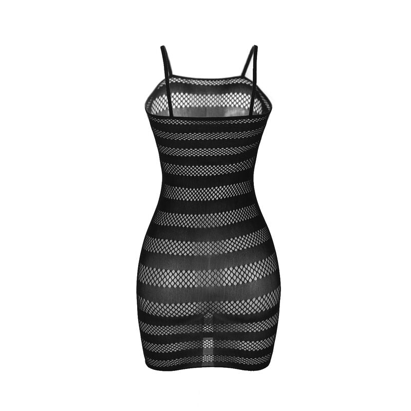 SUBBLIME - 951733 BLACK STRIPED FISHNET DRESS ONE SIZE