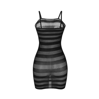 SUBBLIME - 951733 BLACK STRIPED FISHNET DRESS ONE SIZE
