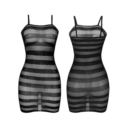 SUBBLIME - 951733 BLACK STRIPED FISHNET DRESS ONE SIZE
