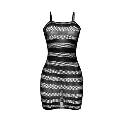 SUBBLIME - 951733 BLACK STRIPED FISHNET DRESS ONE SIZE