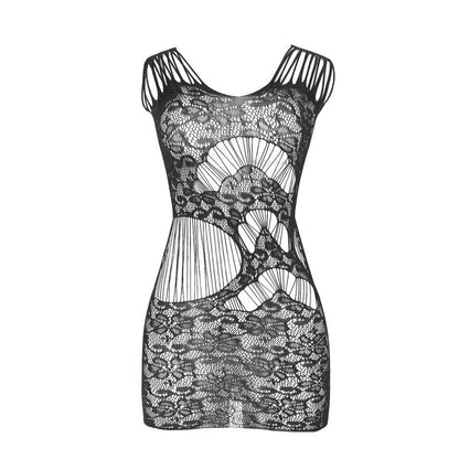 SUBBLIME - 951771 BLACK OPEN BACK LONG FISHNET DRESS ONE SIZE