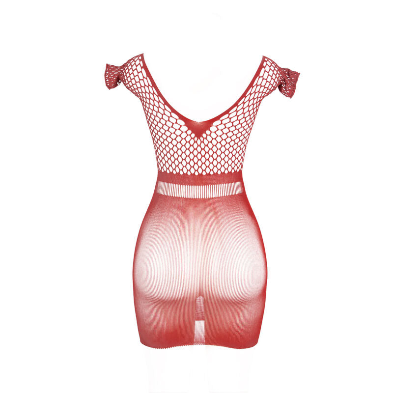 SUBBLIME - 951924 SHORT RED CROCHET FISHNET DRESS ONE SIZE