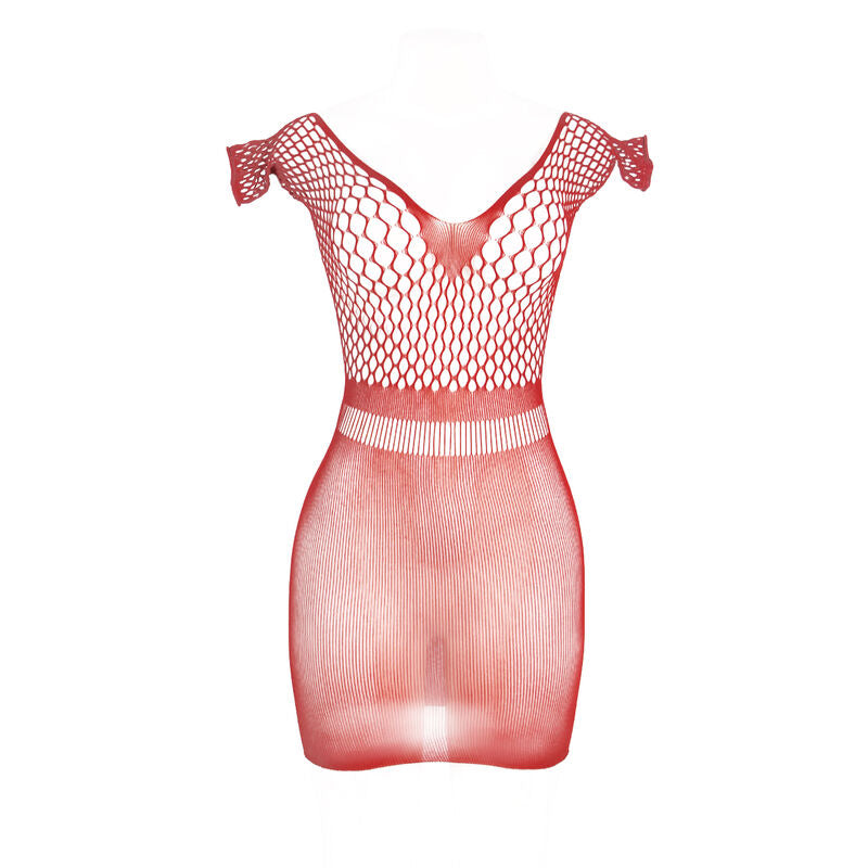SUBBLIME - 951924 SHORT RED CROCHET FISHNET DRESS ONE SIZE