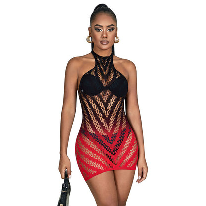 Comprar SUBBLIME Vestido De Rejilla Elástica Degradado Rojo Y Negro – Diseño Cautivador Para Realzar Tu Sensualidad-Noxtic