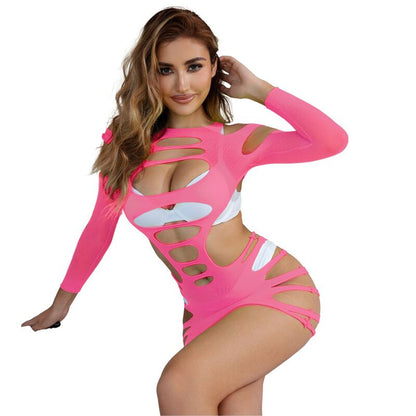 Comprar SUBBLIME Vestido De Rejilla Elástico Rosa – Diseño Elegante Que Realza Tu Belleza Única-Noxtic