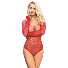 Comprar SUBBLIME Body De Rejilla Brillante Rojo – Diseño Seductor Con Hombros Descubiertos Y Manga Larga-Noxtic