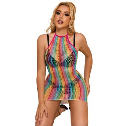 Comprar SUBBLIME Vestido De Rejilla Arcoiris Talla Única – Diseño Ajustado Para Resaltar Tu Figura-Noxtic