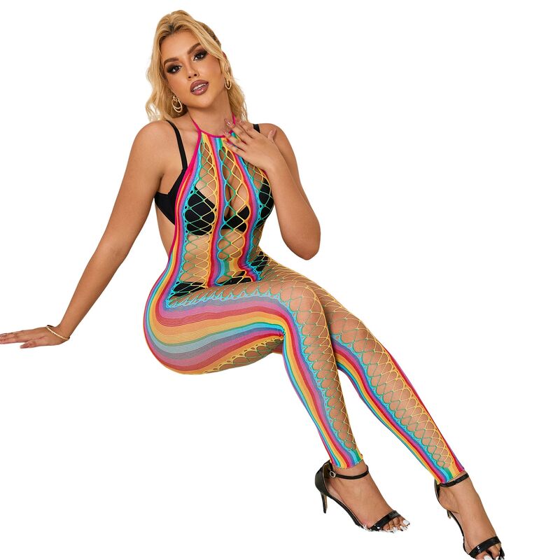 Comprar SUBBLIME Vestido De Rejilla Arcoiris Talla Única – Diseño Vibrante Para Una Estética Seductora-Noxtic