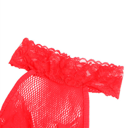 Comprar SUBBLIME Bodystocking Crotchless Rojo – Lencería De Rejilla Con Cuello Alto Para Elegancia Sensual-Noxtic