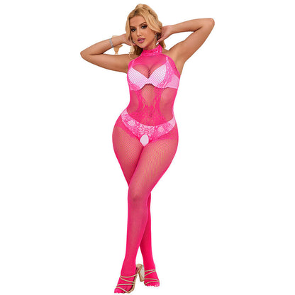 SUBBLIME Bodystocking Rosa – Diseño Elegante Con Cuello Alto Para Comodidad Única