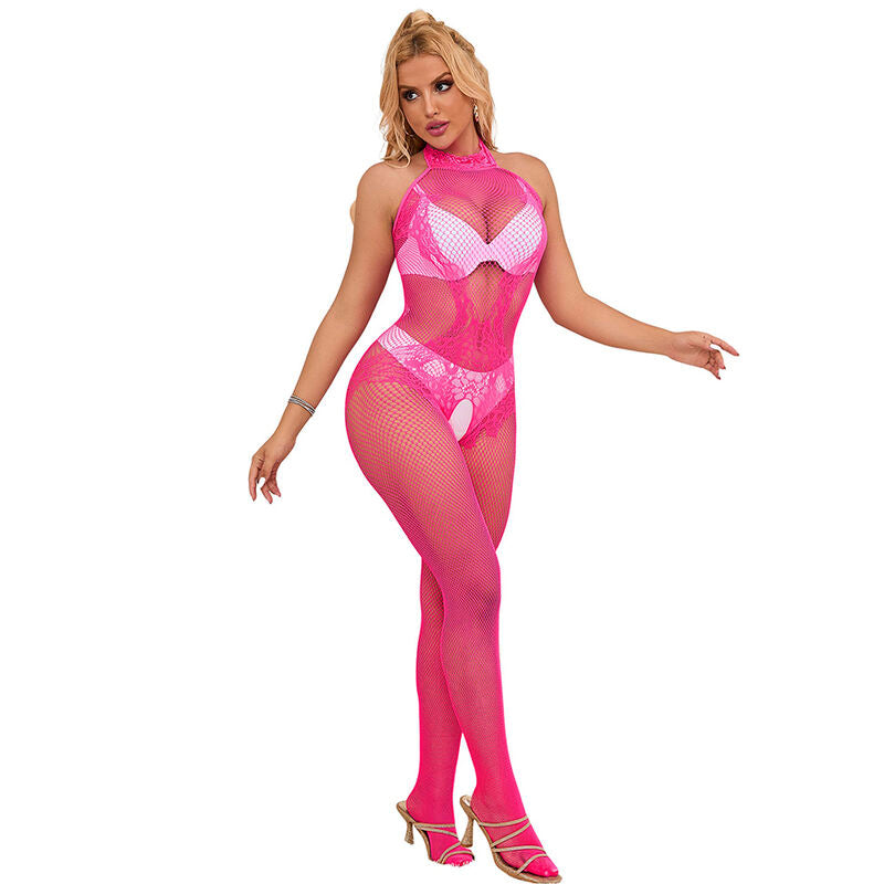 SUBBLIME Bodystocking Rosa – Diseño Elegante Con Cuello Alto Para Comodidad Única