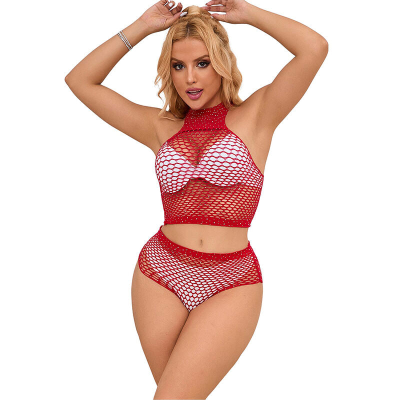 Subblime Set De Rejilla Con Brillantes Rojo Talla Única – Diseño Elegante Y Atractivo Para Sentirse Irresistible