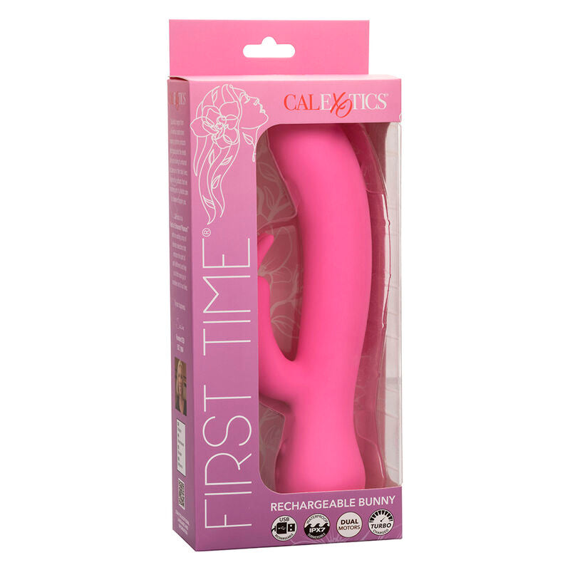 CALEXOTICS First Time Vibrador Rabbit Recargable Rosa – Experiencia De Doble Estimulación Con Diseño Elegante