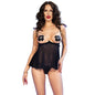 Chilirose CR 4715 Set Babydoll Cuatro Piezas Negro S – Lencería Sofisticada Con Diseño Seductor Para Comodidad Diaria