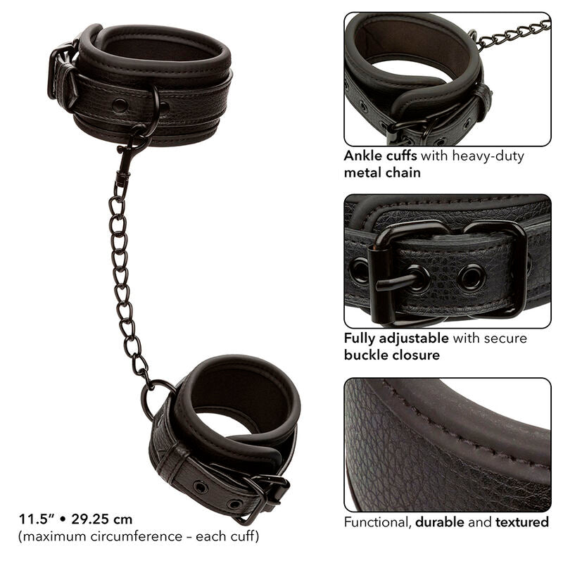 CALEXOTICS - NOCTURNAL ADJUSTABLE BLACK LEATHER ANKLE CUFFS