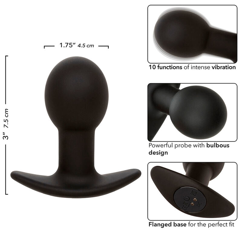 CALEXOTICS - ROCK BOTTOM ANAL PLUG 10 VIBRATIONS BLACK SILICONE