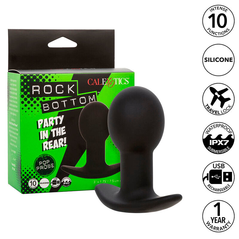 CALEXOTICS - ROCK BOTTOM ANAL PLUG 10 VIBRATIONS BLACK SILICONE