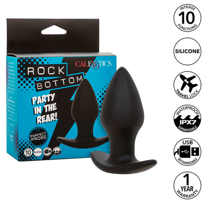 CALEXOTICS - ROCK BOTTOM PERFECT ANAL PLUG 10 VIBRATIONS BLACK SILICONE