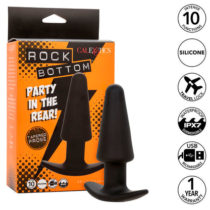 CALEXOTICS - ROCK BOTTOM CONICAL ANAL PLUG 10 VIBRATIONS BLACK SILICONE
