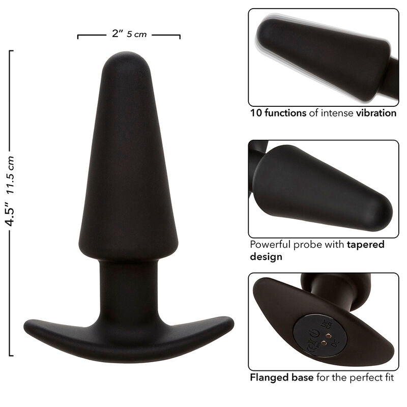 CALEXOTICS - ROCK BOTTOM CONICAL ANAL PLUG 10 VIBRATIONS BLACK SILICONE