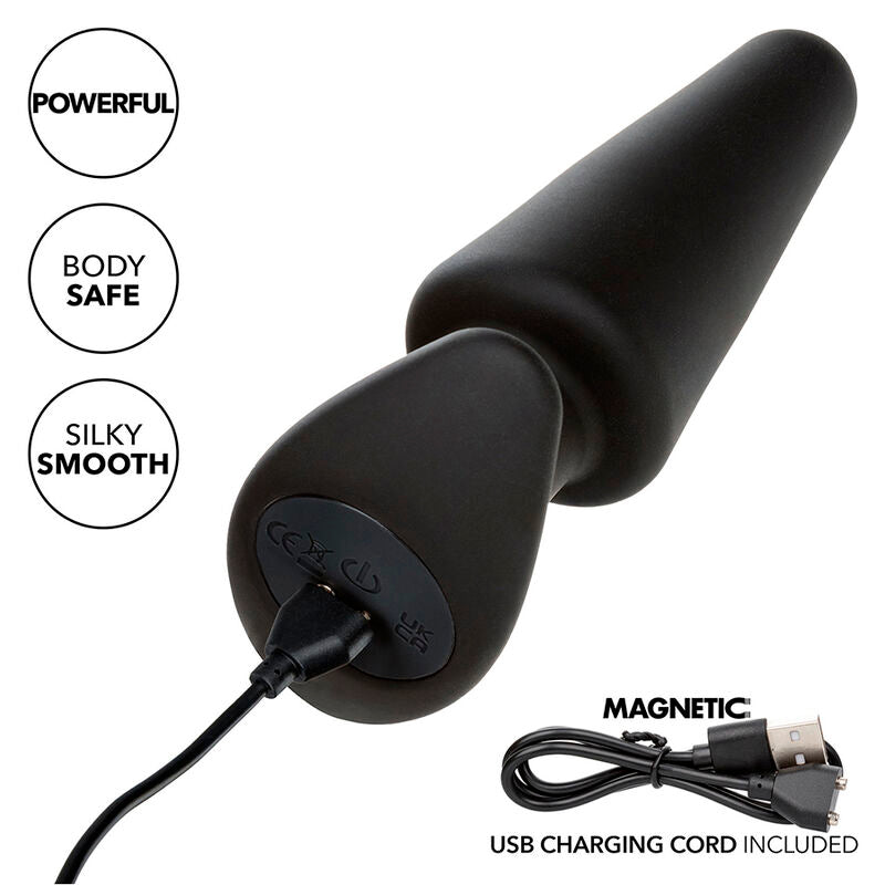 CALEXOTICS - ROCK BOTTOM CONICAL ANAL PLUG 10 VIBRATIONS BLACK SILICONE