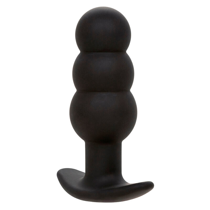 CALEXOTICS - ROCK BOTTOM ANAL PLUG WITH BEADS 10 VIBRATIONS BLACK SILICONE