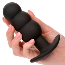 CALEXOTICS - ROCK BOTTOM ANAL PLUG WITH BEADS 10 VIBRATIONS BLACK SILICONE