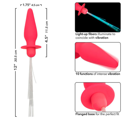 CALEXOTICS - SOUTHERN LIGHTS LIGHT UP ANAL PLUG WITH LIGHTS 10 VIBRATIONS PINK SILICONE