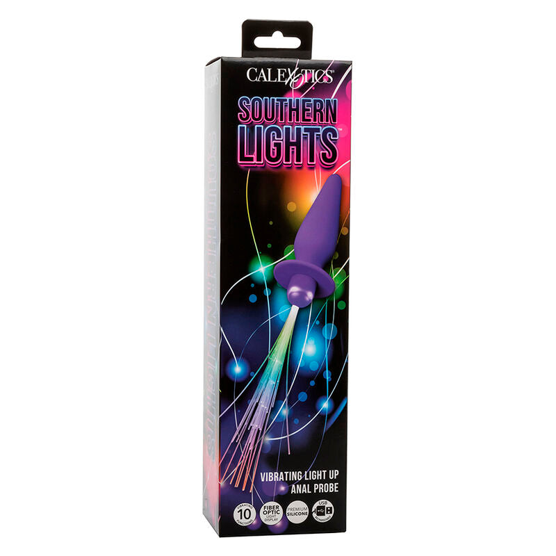 CALEXOTICS Southern Lights Light Up Plug – Estimulador Anal Con 10 Vibraciones Y Luces Sincronizadas