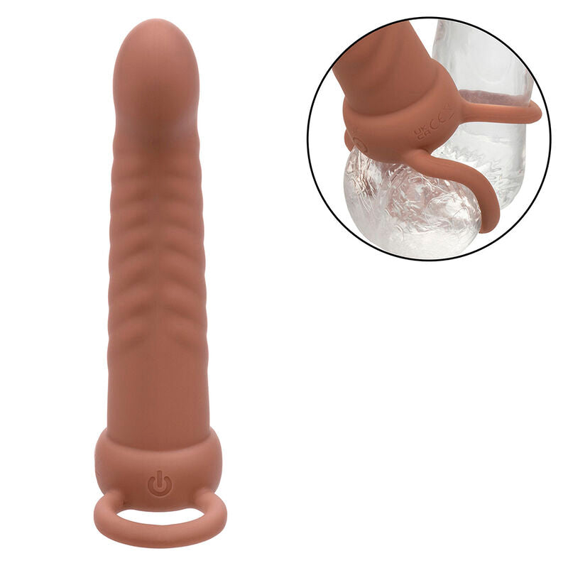 CALEXOTICS - MAXX DOUBLE RIBBED PENETRATOR 10 VIBRATIONS MULATTO
