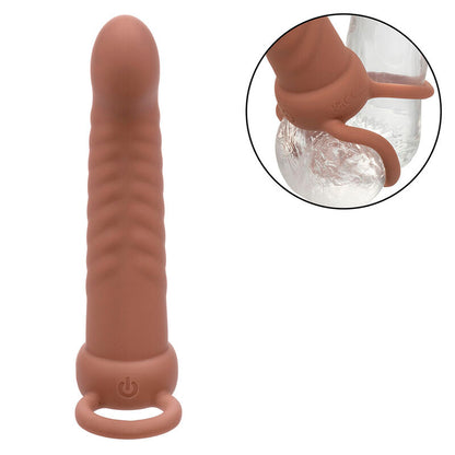 CALEXOTICS - MAXX DOUBLE RIBBED PENETRATOR 10 VIBRATIONS MULATTO