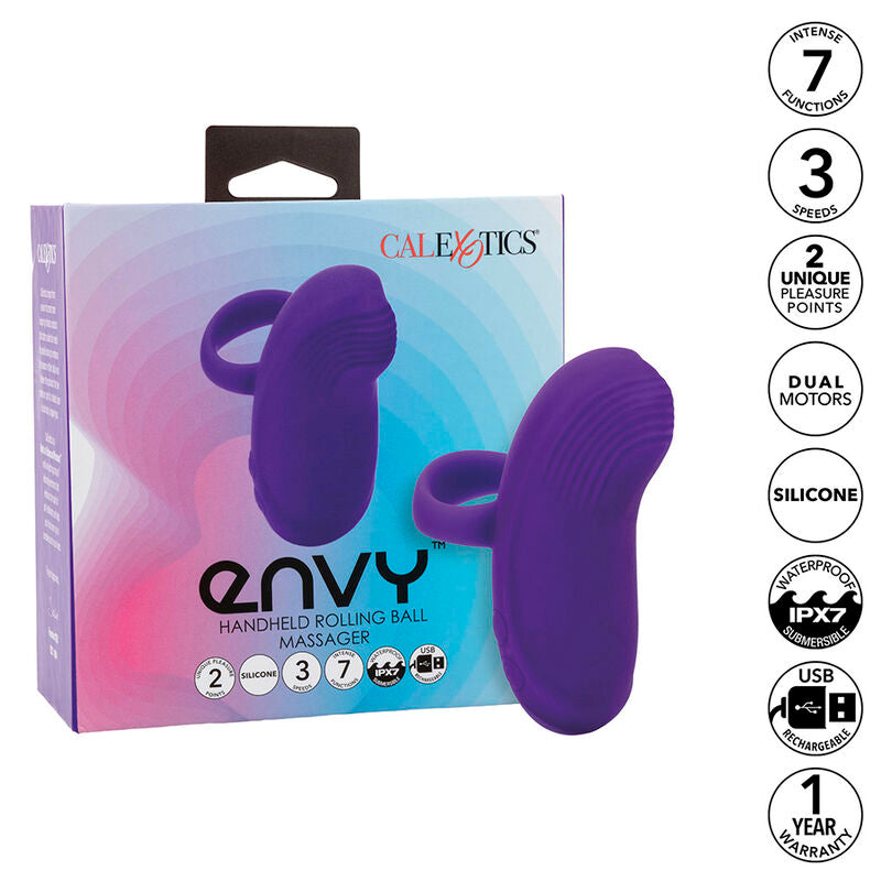 CALEXOTICS Envy Masajeador De Bola Rodante Morado – Innovador Diseño Ergonómico Con 7 Vibraciones