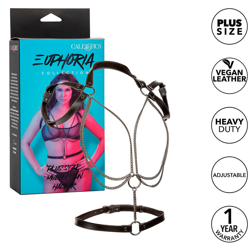 CALEXOTICS Euphoria Arnés Estilo Cabestro – Diseño Elegante Con Múltiples Cadenas Premium Talla Plus