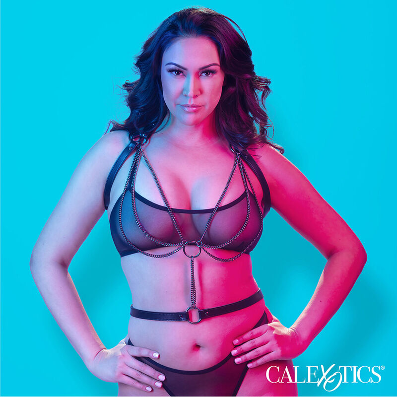 CALEXOTICS Euphoria Arnés Estilo Cabestro – Diseño Elegante Con Múltiples Cadenas Premium Talla Plus