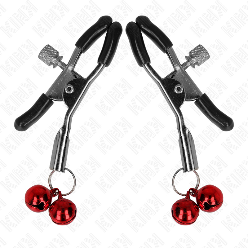 KINK Pinzas Para Pezones Con Doble Campanilla Roja – Estimulación Sensorial Para Nuevas Experiencias