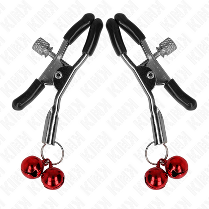 KINK Pinzas Para Pezones Con Doble Campanilla Roja – Estimulación Sensorial Para Nuevas Experiencias