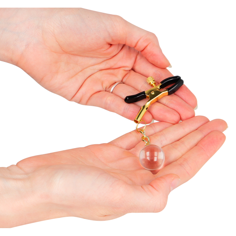 Comprar KINK Pinzas Para Pezones Doradas – Accesorio Elegante Con Colgante De Vidrio Para Experiencias Únicas-Noxtic