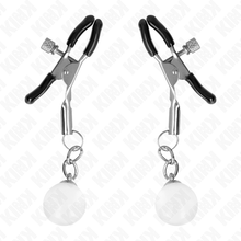 KINK Pinzas Para Pezones Plateadas – Estimulación Sensorial Con Elegante Colgante De Vidrio