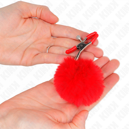 Comprar KINK Pinzas Para Pezones Con Pompón Rojo – Diseño Elegante Para Exploración Sensorial-Noxtic