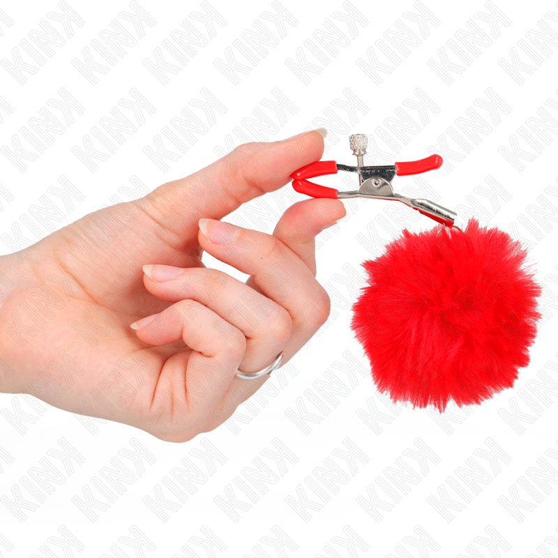Comprar KINK Pinzas Para Pezones Con Pompón Rojo – Diseño Elegante Para Exploración Sensorial-Noxtic