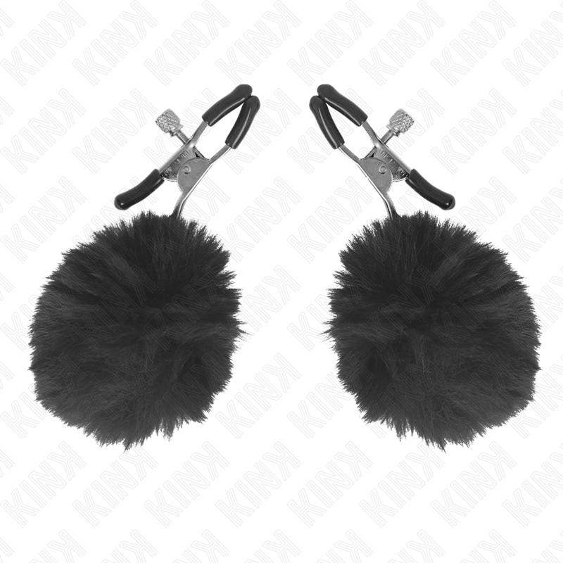 KINK Pinzas Para Pezones Con Pompón Negro 6 Cm – Accesorio Elegante Para Estimulación Sensual