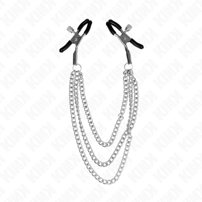 KINK - SILVER TRIPLE CHAIN ​​NIPPLE CLAMPS 20/23/28 CM