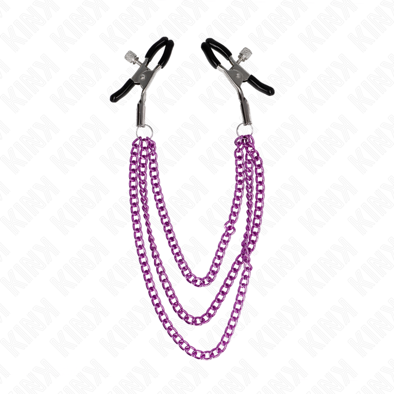 Comprar KINK Pinzas Para Pezones Con Triple Cadena Violeta – Estimulación Sensorial Para Nuevas Experiencias-Noxtic