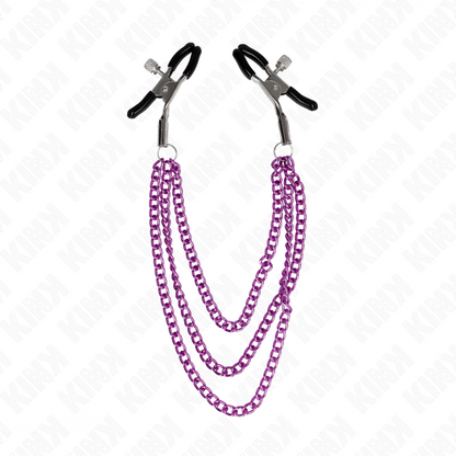 Comprar KINK Pinzas Para Pezones Con Triple Cadena Violeta – Estimulación Sensorial Para Nuevas Experiencias-Noxtic