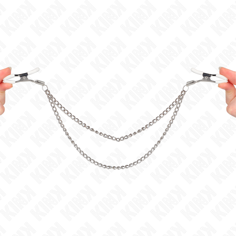 Comprar KINK Pinzas Para Pezones Con Doble Cadena Fina Plateado – Estimulador Elegante Para Placer Sensorial-Noxtic