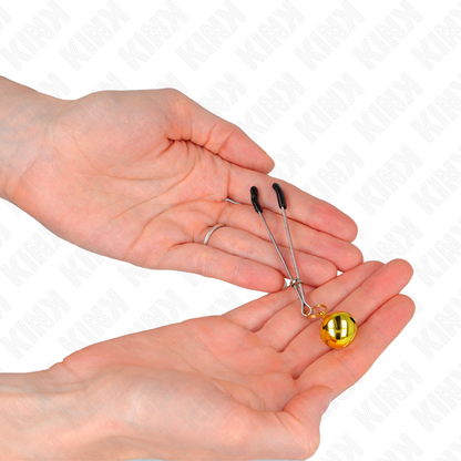 KINK - FINE NIPPLE CLAMPS WITH GOLD BELL 7 CM
